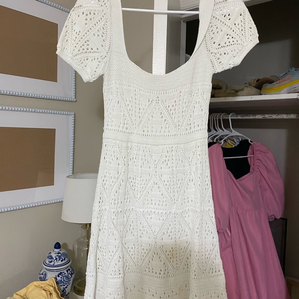 Zara Cream Crochet Mini Dress